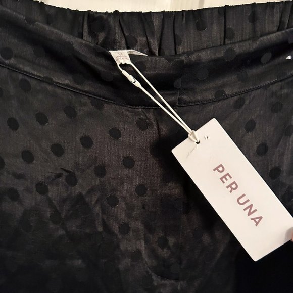Per Una M&S Womens UK 12 Satin Black Spotted Flared Trousers new - Picture 6 of 6